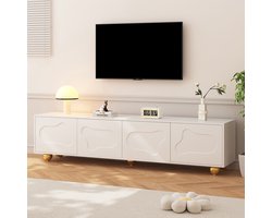 KOMHTOM TV-meubel 180*40*45 cm, mooi cartoon TV-meubel, laag meubel met 2 kasten, TV-meubel in de vorm van een wolk, TV-meubel met 5 poten, draagvermogen tot 60 kg, geschikt voor 75 inch
