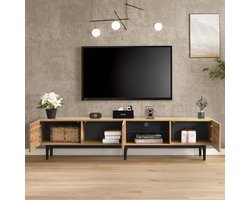 KOMHTOM Tv meubel Modern met houtnerf variabele LED-verlichting