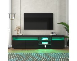 KOMHTOM Tv meubel voor TV's tot 55" verlicht paneel LED-verlichting voor de woonkamer Zwart