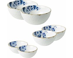 Kommenset Blauw Bloesem - Porselein - set van 6