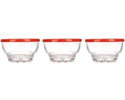 Kommenset Karaman Rood Transparant Glas Polyethyleen Ø 10,5 cm 275 ml (8 Stuks)
