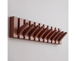 Kommo Wandkapstok - kapstok hangend - Sapeli hout - 10 haken - Piano kapstok - kapstokken - handgemaakt - Afrikaans hardhout