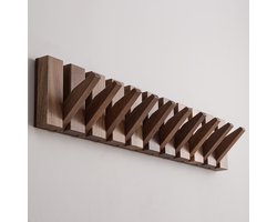 Kommo Wandkapstok - kapstok hangend - Walnoot hout - 10 haken - Piano kapstok - kapstokken - handgemaakt