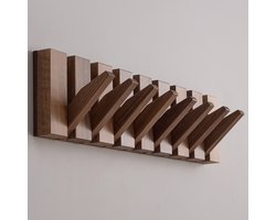 Kommo Wandkapstok - kapstok hangend - Walnoot hout - 8 haken - Piano kapstok - kapstokken - handgemaakt