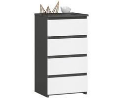 Kommode CL4 met 4 Lades / AKORD Furniture Factory / Grafietgrijs - Wit / 40x74x35 cm