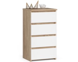 Kommode CL4 met 4 Lades / AKORD Furniture Factory / Sonoma Eik - Wit / 40x74x35 cm