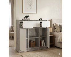 Kommode met 3 Lades en 2 Deuren 101x35x98 cm – Moderne Opbergkast met 6 Planken, Compacte Ladekast in Sonoma Eiken & Wit voor Woonkamer en Slaapkamer – Yesdeals