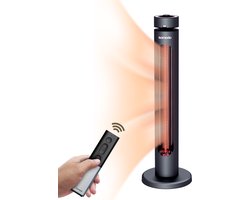 Komodo Terrasverwarmer - Fuji 2000W - Elektrische Kachel - 8 Verschillende Standen - LED-display - Infrarood Verwarming - Afstandsbediening - Oscillatie - Zwart