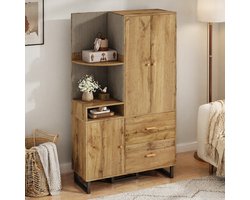 Kompaktgarderobe 110 x 186 x 38 cm - naturel zwart, met lades en hanggedeelte