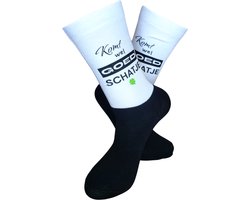 Komt wel goed Schatje - Love - Hou van je - Klavertje - Succes - Valentijns - Geluk - Sokken met tekst - Witte sokken - Cadeau voor vrouw en man - Kado - Sokken - Verjaardags cadeau - Verliefd - Ziek - Beterschap - LuckyDay Socks