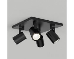 Kona plafondspot GU10 plafondlamp, GU10 max 4x50W 230V, zwart. Grootte: 24x24x11cm.