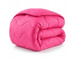KONEY - Winterdekbed 140 x 200 cm - schapenwol - Roze - 500 g/m²