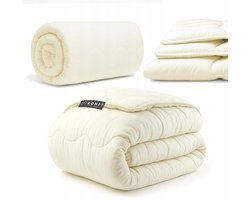 KONEY - Winterdekbed 180 x 200 cm - schapenwol - Ecru - 500 g/m²