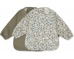 Konges Sløjd 2 Pack Dinner Bib / Slab - Met mouwen - Dino blue / Overland trek