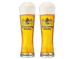 Konig Ludwig Bierglazen Weizen 500 ml - Set van 2 glazen voor tarwebier - Perfect voor schuimige bieren - Vaatwasserbestendig - Helder glas - 250 mm hoog - Glaswerk - Bierglazen