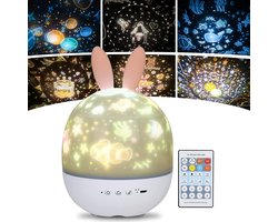 Konijn - Sterrenhemel Projector - LED Projector Lamp Kinderen - Ocean Wave Projector Nachtlampje - Muziek Nachtlampje Lamp - Ster Projector Timer voor Kinderkamer