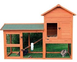 Konijnenhok Trixie - Bruin 199x93x146 cm met Ren en Uitschuifbare Lade