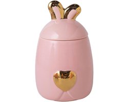 Konijnenoor keramische urnen voor huisdieren - verzegelde crematie as houder, begrafenis begrafenis monument herinnering & huisdier kist (roze, 610 ml)