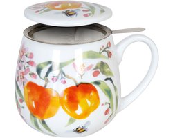 Könitz Tea For You mok Fruity Tea Peach - Victoria Lowe, theemok, met zeef en deksel, porselein, 420 ml, 11 5 143 2606