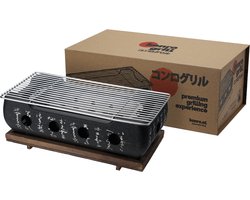 Konro Grill Groot + Rechte Houten Basis – 36 x 18 x 13cm