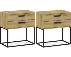 KONSIMO® RECTUS Nachtkastje Set van 2 - met lades - Bijzettafeltjes (2 stuks) - Brons - 60x65x39 cm
