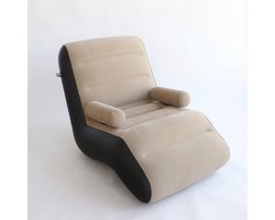 Konsoefuly Opblaasbare Chaise Longue - Modern Ergonomisch Ontwerp - Comfortabele Draagbare Opblaasbank - Eenpersoons Ligstoel - Zitmeubel en Bank voor Woonkamer en Lounge Grijs
