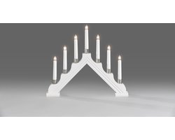 Konstsmide 1041 - Kerstkandelaar - 7 lamps - wit gelakt met decoring - 230V - voor binnen - warmwit
