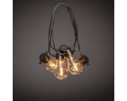 Konstsmide® Sweden 2391-800 - Snoerverlichting - Premium feestverlichting 10 lamps extra warmwit met vervangbare single filament PowerLED lichtbronnen - zeer energiezuinig en duurzaam - 450 cm - 24V - 4 traps dimmer - voor buiten of binnen
