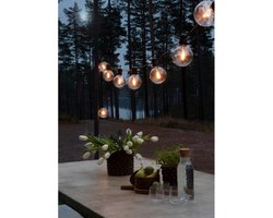 Konstsmide® Sweden  2395-800 - Snoerverlichting - Connectable  add- on verlengsnoer 10m  - 10 transparante globes ø10cm - extra warmwit – premium verwisselbare filament PowerLED - zeer energiezuinig en duurzaam - verlengbaar tot max 40m op startsnoer