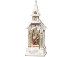 Konstsmide Sweden ® 4366-200 - Kerstdecoratie- Premium Quality LED verlichte watergevulde kerk - kapel met sneeuweffect - 11.5x33cm - op batterij - 5u timer of permanent aan - voor binnen - warmwit