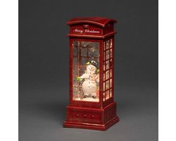 Konstsmide Sweden ® 4367-550 - Kerstdecoratie - Premium Quality LED verlichte watergevulde telefooncel met sneeuwpop en sneeuweffect - 10.5x25 cm - op batterij - 5u timer of permanent aan - voor binnen - warmwit