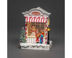 Konstsmide Sweden ®4369 - Kerstdecoratie - Premium Quality LED verlichte Snoepwinkel watergevuld - 22x16.5cm - op batterij - met muziekschakelaar - 5u timer of permanent aan - voor binnen - warmwit