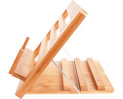 Kookboek Stand Bamboe Boekensteun - Verstelbare hoogte - Premium Kwaliteit - Voor Keuken Home Office Boek iPad Tablet - 34 x 24 x 2 cm boeksteun