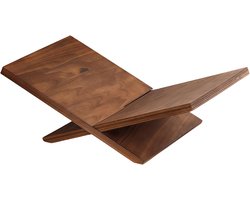 Kookboekstandaard van hout - receptenhouder voor kookboek, tablet en magazine - stabiel en decoratief - bruin - 24 x 40 x 13 cm - hout voor keuken en aanrecht