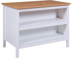 Kookeiland Julina | Ambachtelijk Eikenhouten Blad | 124 x 75 x 91,5 cm | Kleur: Wit - Interlink - Keuken eiland - Wit - Hout