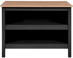Kookeiland Julina | Ambachtelijk Eikenhouten Blad | 124 x 75 x 91,5 cm | Zwart