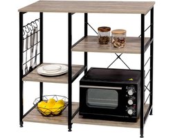 Kookeiland - Keukeneiland - Keuken Eiland - Keukenblok Met Werkblad - Keukeneiland/bartafel - Magnetronkast - Keukenkast - Vrijstaand - Tafel - 90x40x83 Cm - Bruin