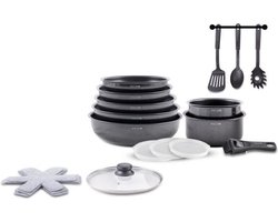 Kookgerei - Alle warmtebronnen inclusief inductie - ART & CUISINE - AC1824 - Aluminium - 18 stuks - Antiaanbaklaag - Afneembare handgreep