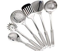 Kookgereiset roestvrij staal 6-delige set hittebestendig metalen keukengereedschap hangend roestvrij staal geschikt voor restaurants, metaal