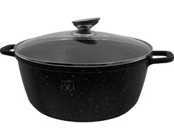 Kookkunst Holland braadpan met glazen deksel marmeren coating - inductie - Ø 20 cm