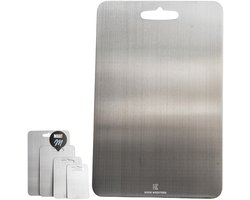 Kookmeesters® 100% RVS Snijplank M – 34x25cm – Vaatwasser bestendig - RVS snijplank – Snijplank – Snijmat – Snijplankenset