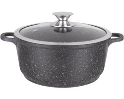 Kookpan Aluminium - Gegoten Pan - Dagelijks Koken - Steen Anti-aanbaklaag - 32 cm - Zwart
