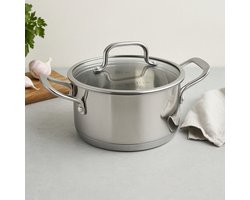 Kookpan – RVS – 24 cm / 6 Liter – Met Glazen Deksel – Geschikt voor Alle Warmtebronnen