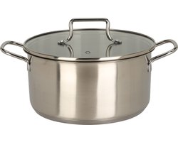 Kookpan RVS speelgoed met glazen deksel - educatief keukenspel 22cm.