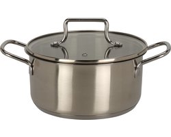 Kookpan speelgoed RVS met glazen deksel - educatief kinderspeelgoed 18cm.