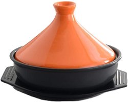 Kookpot met deksel - Stoofpot Tajine - Langzaam garen - Conisch deksel - 23cm - Oranje