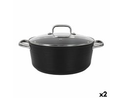 Kookpot met Glazen Deksel Quttin Spiral Ø 28 cm Gehard aluminium (2 Stuks)