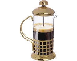 Kookpro - French Press 350 ML - 3 kops - French Press / Cafetiere 350 ML Borosilicaatglas - Koffie & Thee maker - Goud Metaal Glas