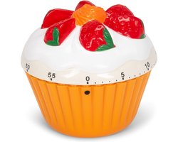 kookwekker cupcake 7,6 x 7,6 cm oranje/wit/rood