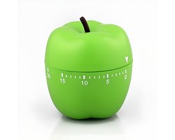 kookwekker mechanisch - kookwekker - Handmatige timer in de vorm van een groente - Bureautimer met aftelfunctie - Leertimer - Bakwekker - Groen - 6,7 × 6,8 × 8 cm - ABS